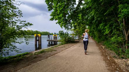 Am Wasser läuft es sich leichter. Wer durch den Treptower Park joggt, kann die Stille am Ufer genießen.