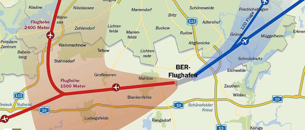 Zum ersten Mal gibt es eine Karte der Flugsicherung, auf der das Gebiet eingezeichnet ist, in dem Anwohner von Fluglärm betroffen sind.