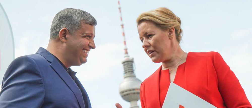 Die beiden SPD-Landesvorsitzenden in Berlin: Raed Saleh und Franziska Giffey.