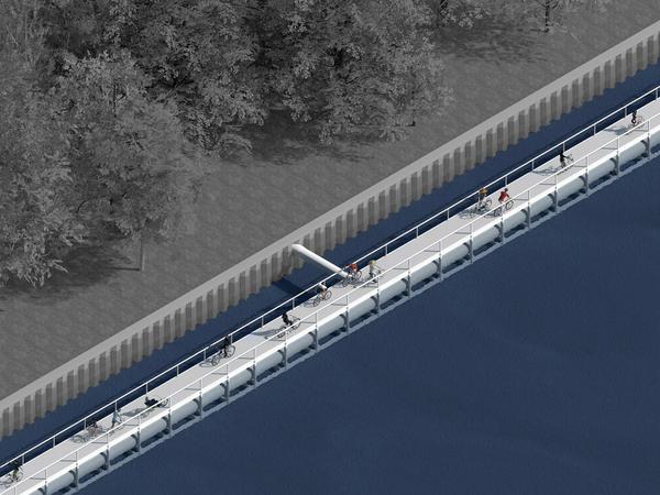 Zwischen Elsenbrücke bis zur Mühlendammschleuse könnte ein neuer Abwasserkanal mit Radweg drauf entstehen – so stellt sich das Ingenieur Ralf Steeg vor.