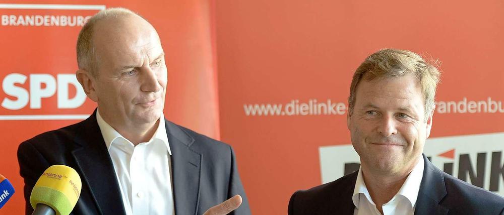 Sie haben die Koalition geschmiedet: Brandenburgs Ministerpräsident Dietmar Woidke (links) und Linken-Chef Christian Görke.