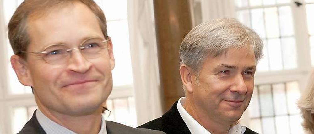 Seit Jahren ein unzertrennliches Team: Der Berliner SPD-Landeschef Michael Müller und der Vizevorsitzende der Bundespartei, Klaus Wowereit.