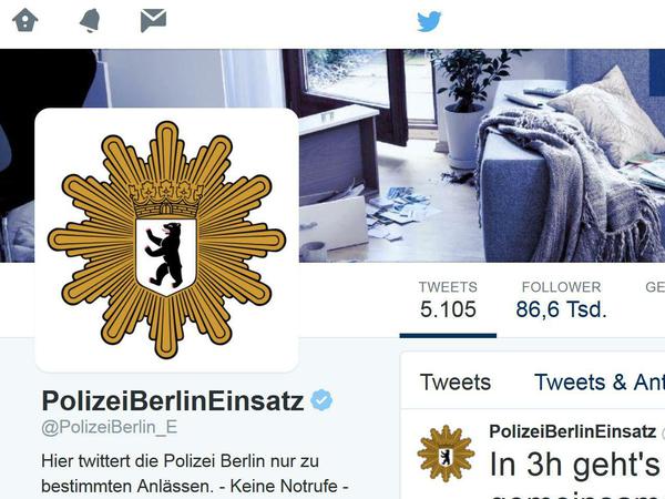 Auf ihrem Twitter-Account @PolizeiBerlin_E wollen die Berliner Beamten über das Einbruchsrisiko aufklären.