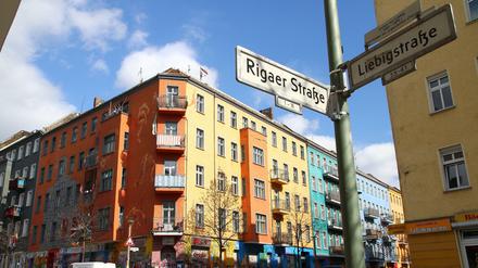 Die Rigaer Straße in Friedrichshain.
