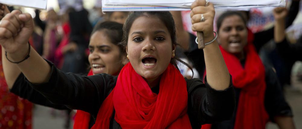 Demonstration zum Frauentag in Neu Delhi