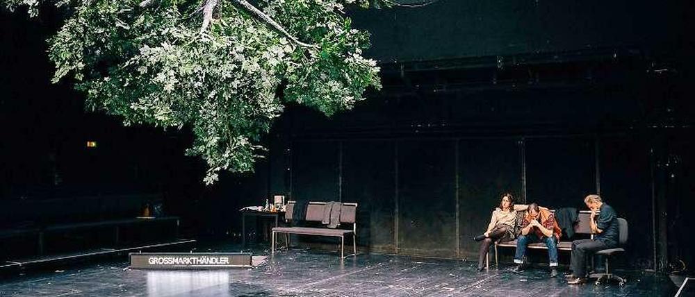 Die Bühne, die Schauspieler, ein Baum. Und viel Text. Das Stück "Urteile" von Christine Umpfenbach ist auf das Wesentliche reduziert.
