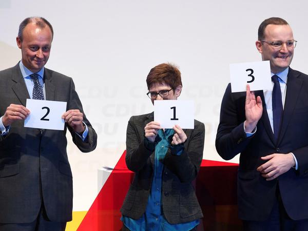 Friedrich Merz, Annegret Kramp-Karrenbauer und Jens Spahn