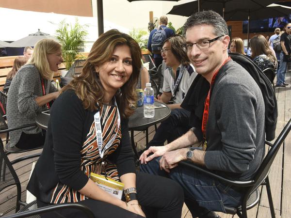Die Autorin mit Bob Safian von Fast Company 2015 während des SXSW-Festivals in Austin, Texas.