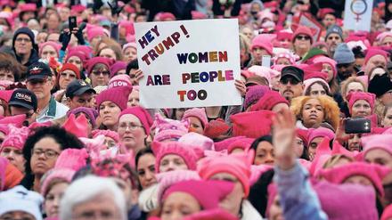 Mützenmeer auf dem Women's March am 21. Januar in Washington. "Pussy Hats" ironisieren auch Trumps Sexismus.