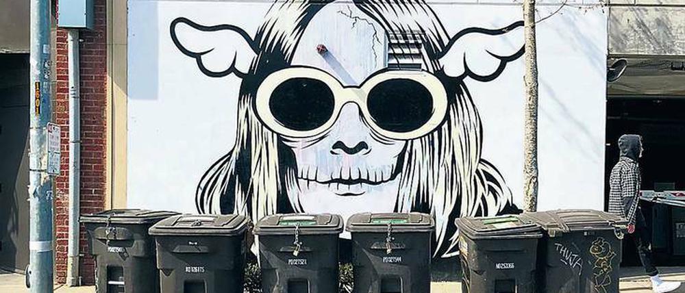 Umschwärmte Legende. Heute erinnern in Seattle Street-Art-Bilder an Kurt Cobain.