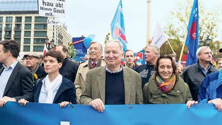 Gleichgesinnte. Bei einer Demonstration in Berlin marschierte Alexander Gauland zwischen Frauke Petry (l) und Beatrix von Storch.