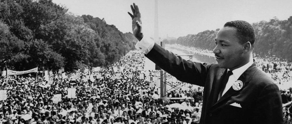 Christlicher Prophet. Martin Luther King Jr. 1963 am Linvoln Memorial in Washington bei seiner berühmten Rede „I Have A Dream“.