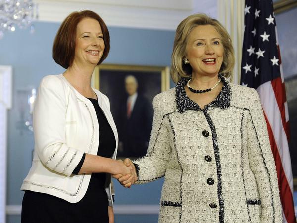 Befreundet. Julia Gillard und Hillary Clinton (hier 2011 bei einem Meeting in Washington) tauschen bis heute Briefe aus.