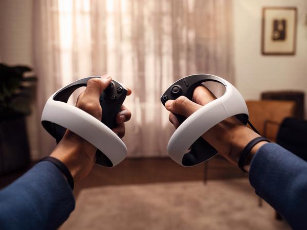 hand controlled.  The controllers of the PS VR2.