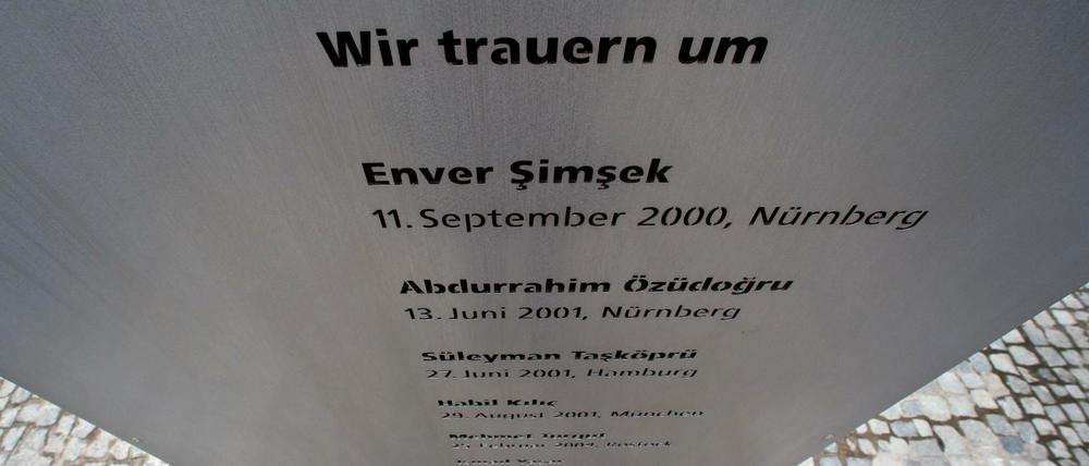 Ein Mahnmal in Erinnerung an die Opfer der NSU-Terrorzelle in Nürnberg 
