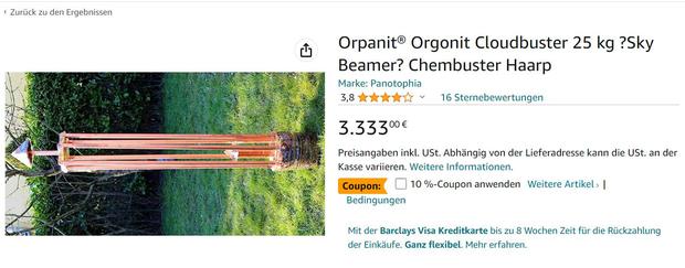 Der „Orpanit Orgonit Cloudbuster“ auf Amazon.