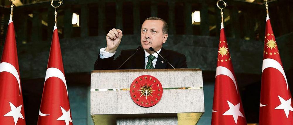 Von oben herab. Der türkische Staatspräsident Recep Tayyip Erdogan versucht, in der Flüchtlingskrise den Ton anzugeben.