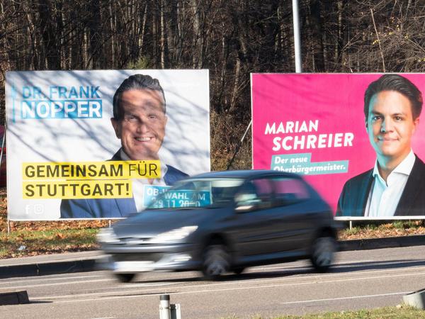 Frank Nopper von der CDU lag im ersten Wahlgang vorne, Marian Schreier fordert ihn bei der Stichwahl heraus.