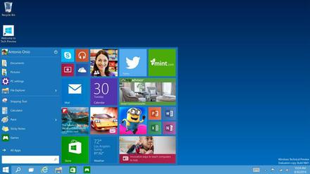 Im neuen Startmenü von Windows 10 können auch Apps angeheftet werden.