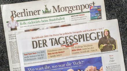Die Verlage von Tagesspiegel und "Berliner Morgenpost" wollen zum 1. April kooperieren. Die Redaktionen sind davon nicht betroffen. 