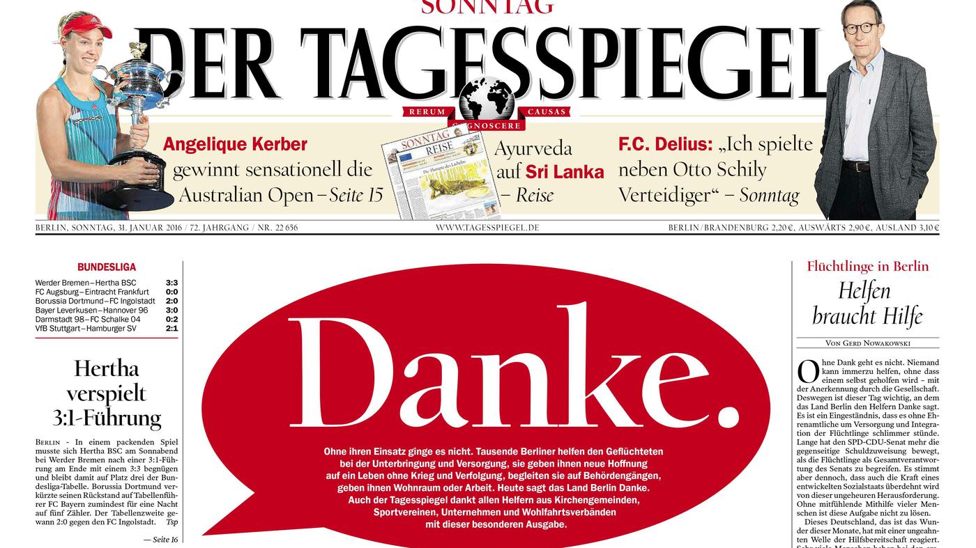 Tagesspiegel Sonderausgabe: Tagesspiegel widmet Sonntagsausgabe dem ...
