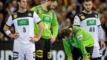 Tiefe Enttäuschung. Die deutschen Handballer nach ihrer Niederlage gegen Norwegen im Halbfinale der Handball-WM