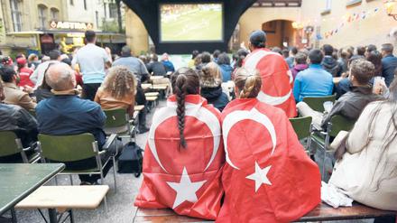 Die Sehgewohnheiten von Deutschen und Türken – hier gemeinsam beim EM-Spiel 2016 Türkei gegen Spanien – unterscheiden sich deutlich. Selbst RTL schafft es bei türkischen Migranten nicht immer in die Top 10. 