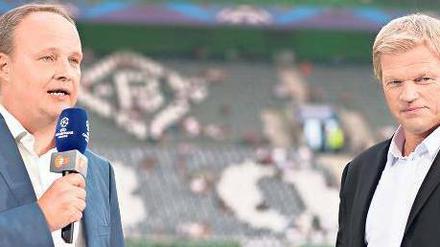 Der doppelte Oliver. Was Welke (links) mit Kahn bei der Champions-League-Premiere besprach, ließ keine Sehnsucht nach Katrin Müller-Hohenstein aufkommen. Foto: ZDF
