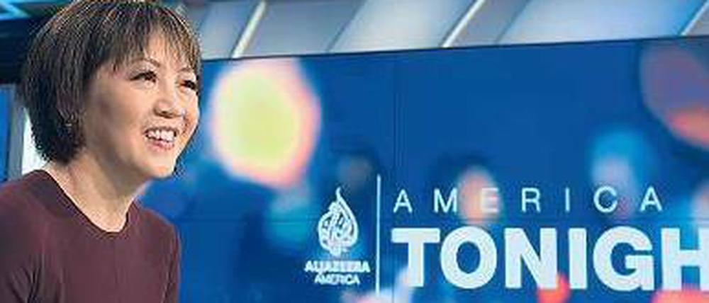 Here we go. Joie Chen wird die Zuschauer bei „America Tonight“ begrüßen. Die Sendung wird in der Hauptstadt Washington produziert. Foto: AFP