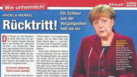 Die „Schöne Woche“ sorgt sich um Angela Merkel.