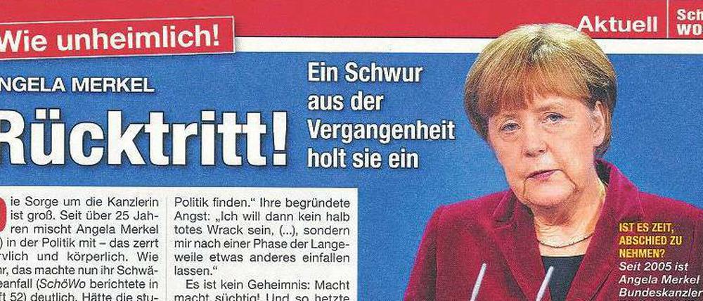 Die „Schöne Woche“ sorgt sich um Angela Merkel.