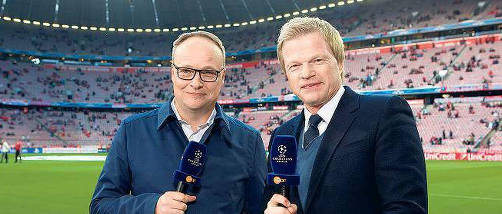 ZDF-Moderator Oliver Welke und Experte Oliver Kahn. Die fünf meistgesehenen Partien in den vergangenen drei Saisons waren Spiele von Kahns altem Verein.