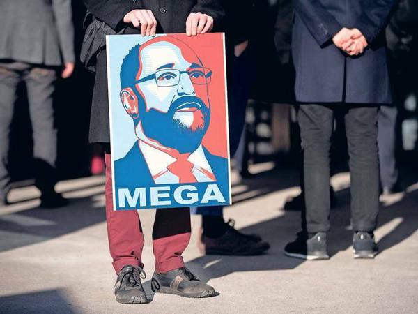 SPD-Kanzlerkandidat Martin Schulz auf einem Fan-Plakat.