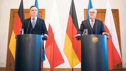 Treffpunkt Bellevue. Polens Präsident Andrzej Duda (links) und Bundespräsident Frank-Walter Steinmeier in Berlin. 