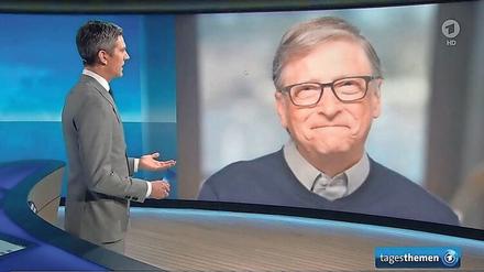 5,6 Millionen Zuschauer sahen am Ostersonntag das Interview, das Ingo Zamperoni mit Bill Gates (r.) führte.