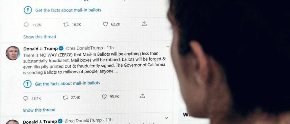 Dauerfeuer. Allein 2020 hat US-Präsident Trump mehr als 12 000 Tweets über Twitter abgesetzt. Jetzt hat der Kurznachrichtendienst den Account gesperrt.