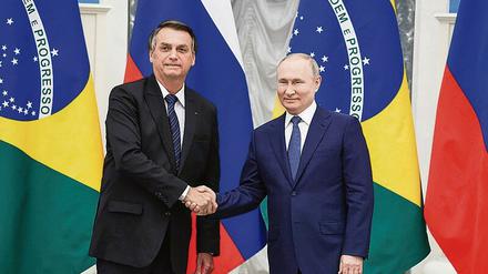 Die guten Beziehungen zwischen den Präsidenten von Brasilien und Russland, Jair Bolsonaro (links) und Wladimir Putin, haben durch den Ukrainekrieg nicht gelitten. 