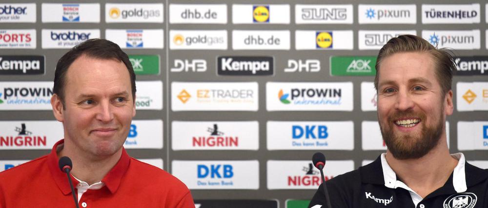 Viele Sponsoren hat das Team von Handball-Bundestrainer Dagur Sigurdsson (links). Aber nur die Deutsche Kredit-Bank sorgt für TV-Bilder.