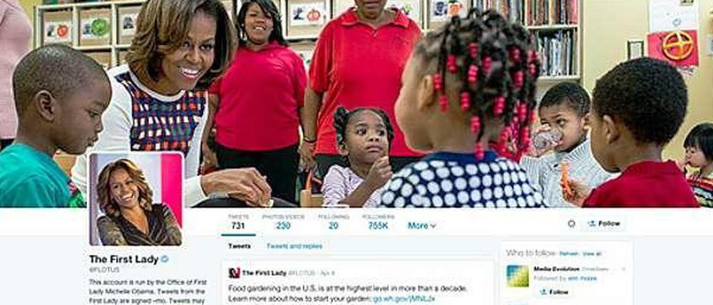 Das neue Twitter-Proil von Michelle Obama.