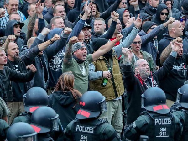 Demonstranten Ende August 2018 in Chemnitz.