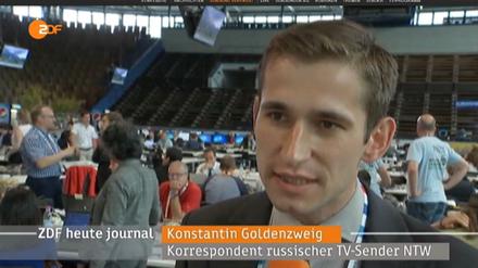 Der russische Journalist Konstantin Goldenzweig im Interview im "heute-journal"
