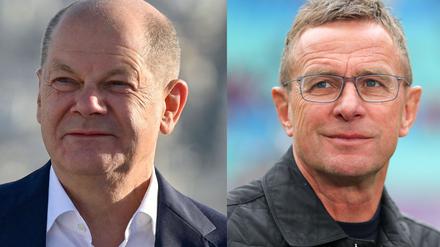 Was hat Trainerstar Ralf Rangnick (rechts), was Bundeskanzler Olaf Scholz nicht hat?