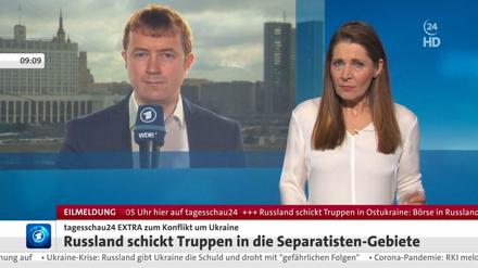 Tagesschau24 nutzt das weit verzweigte Korrespondentennetz der ARD. Aus Moskau analysiert Demian von Osten die Situation.