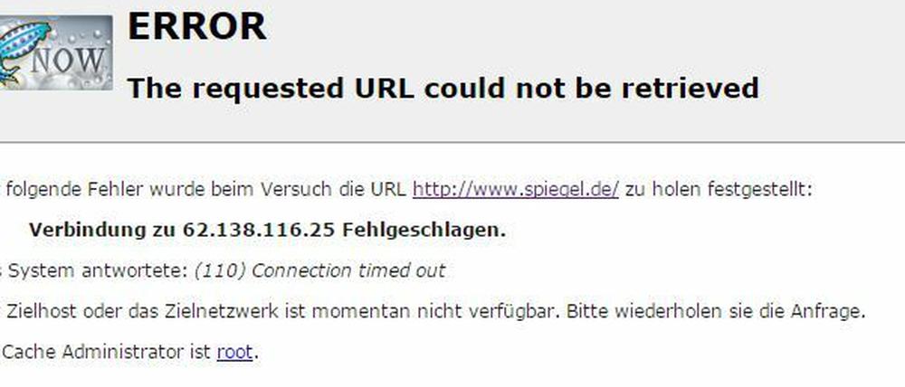 Wer am Samstag Spiegel Online aufrufen wollte, bekam nur eine Fehlermeldung zu sehen. 