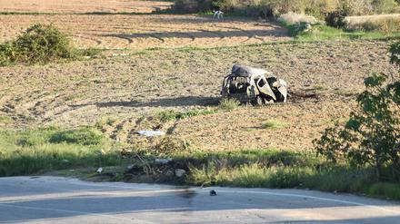 Bedrohte Pressefreiheit mitten in der EU: Explodiertes Autowrack der ermordeten maltesischen Journalistin Daphne Caruana Galizia.