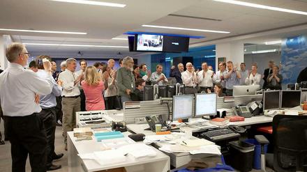 Die Redaktion des "Wall Street Journal" nach der Verleihung des Pulitzer Preises.