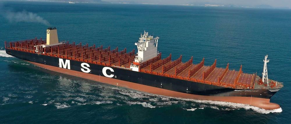 Platz für 19.224 Container. Die MSC Oscar soll am Samstag auf ihrer Jungfernfahrt den Jade Weser Port in Wilhelmshaven anlaufen.