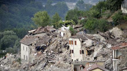Ein zerstörtes Haus in Pescara del Tronto.