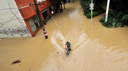 Überschwemmungen durch den Taifun in Südchina. 