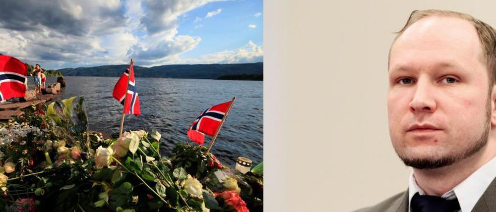 Das Urteil gegen Anders Breivik ist gesprochen. Im Bild links: Gedenken nahe der Insel Utoya.